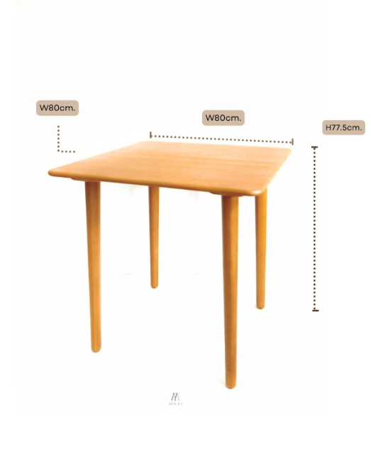 โต๊ะทานข้าวไม้ยางพาราแท้ 4 ที่นั่ง MAAI DESIGN  รุ่น HARU TABLE  สีโอ๊ค